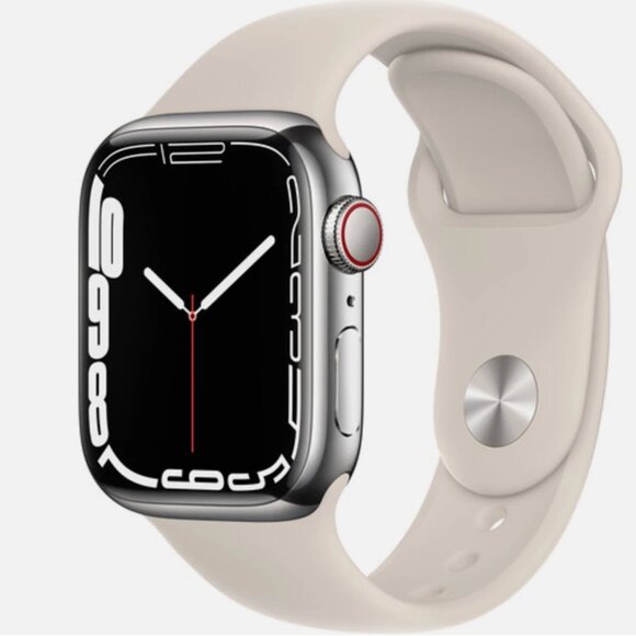 Apple Watch Series 7 - 41mm GPS/LTE Silver Case Starlight Band MKHE3LL/A - Picture 2 of 3